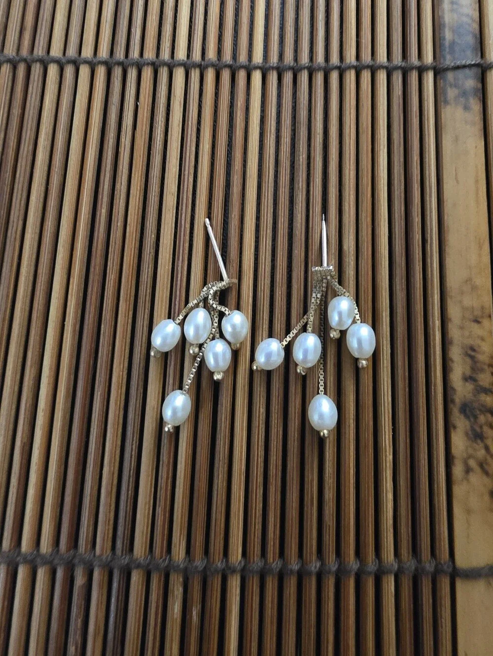 14k Pearl Yellow Gold Dangle Earrings (Vintage)